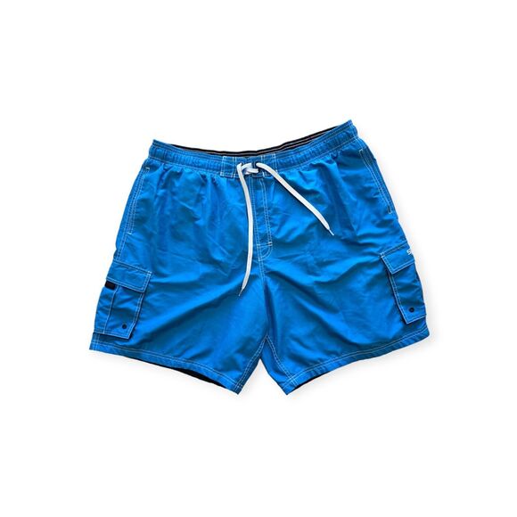 Speedo Shorts Men XXL Blue Swim Trunks; 2 Pockets + 2 Cargo Pockets - Picture 1 of 5